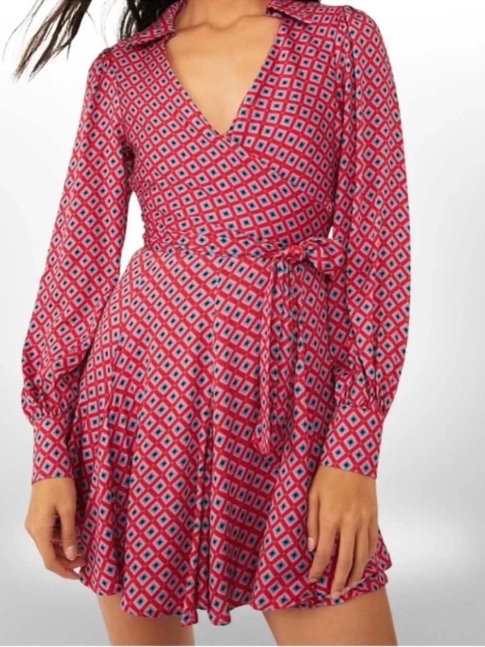 Free People It Takes Two Blouson Sleeve Mini Dress – Small | Raspberry